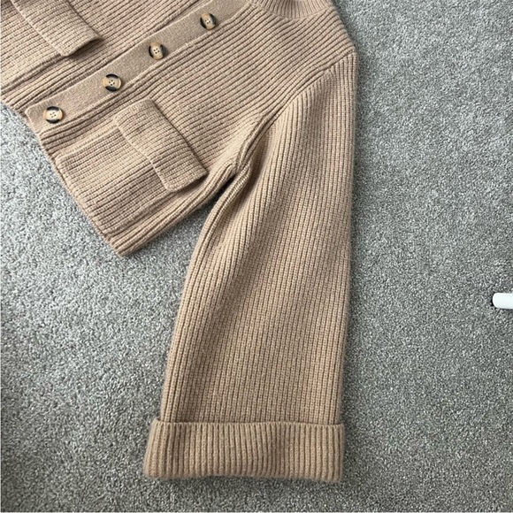 Tan Ribbed Button-Up Cardigan - Picture 9 of 11